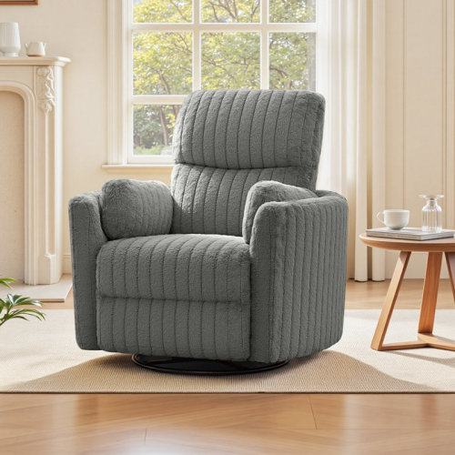 Charlton Home® 40″ Wide Power Swivel Recliner with USB Charging – Corduroy Rocking Barrel Chair & Reviews | Wayfair