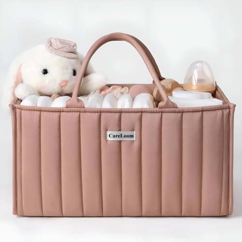 GASTROPOD Baby Diaper Bags Caddy Organizer, Baby Shower Basket for Girls, Gift for Newborn Essentials, Baby Registry Must Have, Stylish Baby Basket for Changing Table Car Travel - Blush Pink