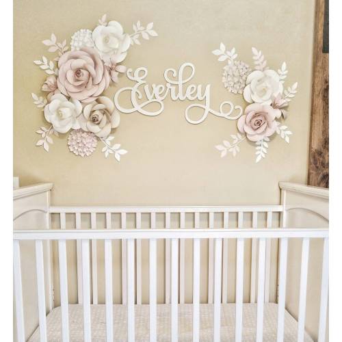 Blush Paper Flower Wall Decor, Nursery Floral Arrangement