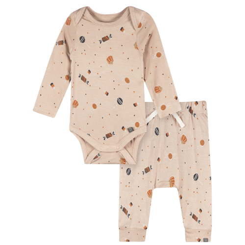 Modern Moments by Gerber Neutral Halloween Bodysuit and Pant Outfit Set, 2-Piece, Sizes Newborn - 18 Months