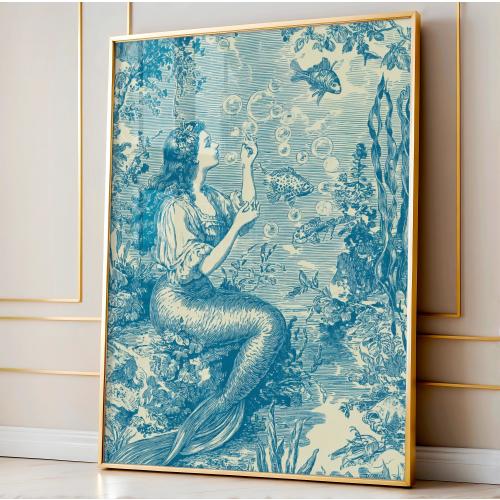 Mermaid Wall Art, Vintage Wall Art, Coastal and Nautical Decor,  Beach Wall Decor, Mermaidcore Decor, Ocean Wall Print, Housewarming Gift