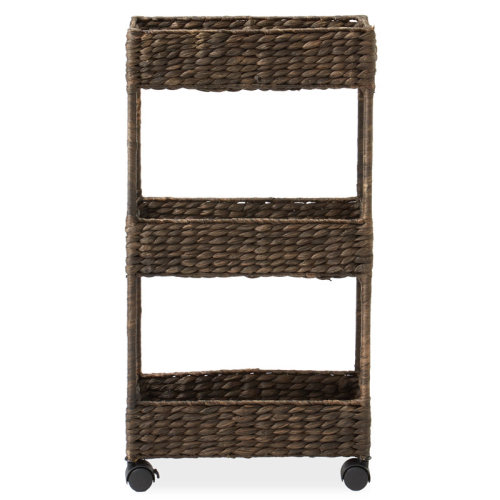 Casafield 3-Tier Rolling Storage Cart, Wide 3-Tier Hyacinth Nursery Caddy - Natural | Wayfair