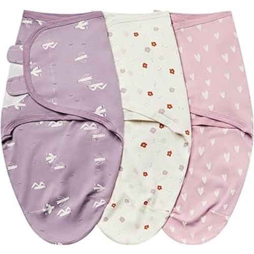 insular Baby Swaddle Sacks, Swaddle Blanket for Newborn and Infant, Adjustable Velcro Set for Boy and Girl, Soft Cotton Baby Sleep Sack 3 Pack (Seagull, Small(0-3M))