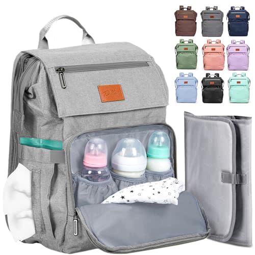 Baby Diaper Bag Backpack - Baby Bags for Boys & Girls, Large Waterproof Diaper Backpack - Baby Shower Gifts & Registry Must Haves - Travel Diaper Bags with Changing Pad & Back Zipper - Baby Boy Stuff