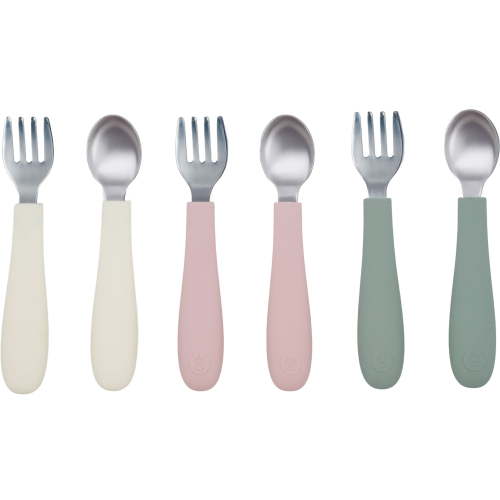 WeeSprout Toddler Utensils, 3 Forks & 3 Spoons, 18/8 Stainless Steel & Food Grade Silicone