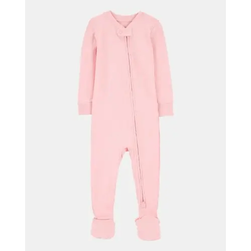 Baby Girl Solid PurelySoft Footie 1-Piece Pajamas - Pink | Carter's