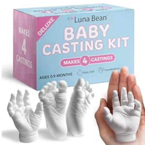Luna Bean Baby Footprint & Hand Casting Kit (4 Pack) Newborn Keepsake Foot Hand Mold Kit - Baby Shower New Mom Gifts