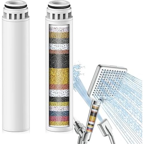 Shower Filter Replacement Cartridge for Handheld Shower Head - 2 Pack Multi Stage Water Softener Filters for Hard Water - Remove Chlorine and Harmful Substances