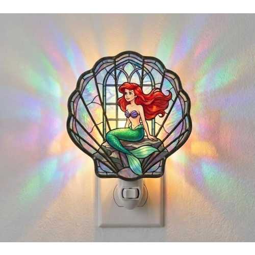 Disney Ariel Mermaid Night Light, Seashell Wood & Acrylic Suncatcher Light, Ariel Princess Night Light Plug In, Disney Mermaid Room Decor