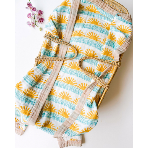 Simple Wave Pink Trim – Organic Baby Blanket