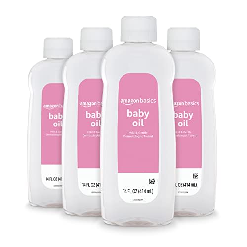 Amazon Basics Baby Oil, Mild & Gentle, Dermatologist Tested, 14 Fl Oz (Pack of 4) (Previously Solimo)