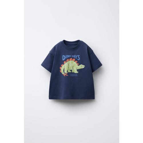 DINOSAUR PRINT T-SHIRT - Mid-blue | ZARA United States