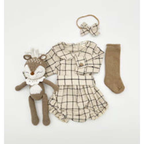 Plaid Cotton Romper Christmas Collar Bubble + Bow – Olive and Cradle