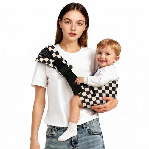 Baby Sling Carrier, Premium Cotton Linen Baby Sling,Adjustable Baby Carrier for 10-35 lbs,Portable and Lightweight(Houndstooth)