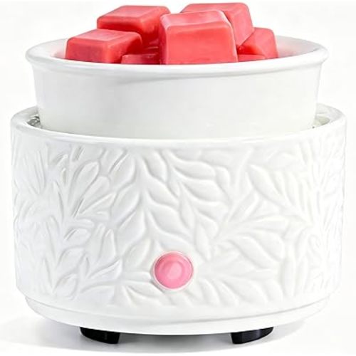 Wax Melt Warmer 3-in-1 Electric, Ceramic Wax Burner for Scented Wax & Essential Oil – Fast Heating, Flame-Free Aromatherapy for Home Office, White