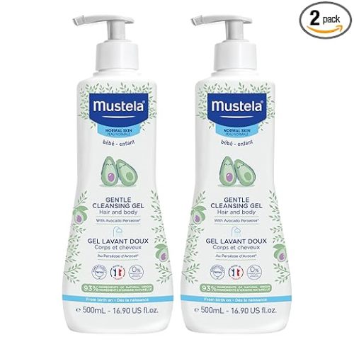 Mustela Baby Gentle Cleansing Gel - Baby Hair & Body Wash - with Natural Avocado fortified with Vitamin B5 - Biodegradable Formula & Tear-Free - 1 or 2-Pack - Various Sizes