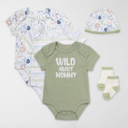 Baby Essentials Baby Boys Crew Neck Short Sleeve 3-pc. Bodysuit