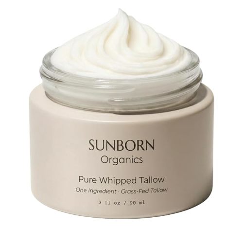 Pure Whipped Tallow (Unscented) | 1 Ingredient | Made in USA | 100% Grass-Fed Beef Tallow Face Moisturizer Cream Lotion for Dry, Irritated Skin, Baby, Sensitive Skin, Fragrance-Free
