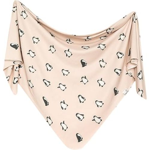 Copper Pearl Penguins Knit Blanket Single