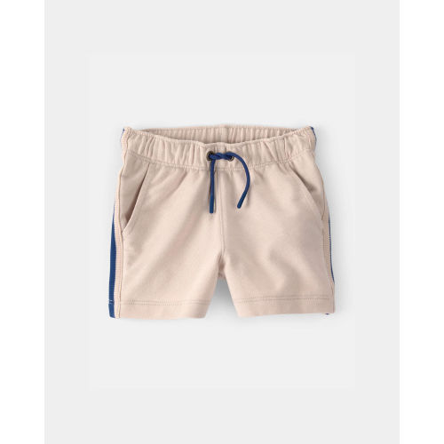 Baby Boy Striped French Terry Shorts - Khaki/Blue | Carter's