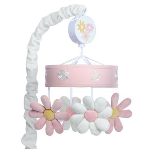 Lambs & Ivy Daisy Dreams Musical Baby Crib Mobile Soother Toy - Pink/White: Floral Nursery Decor, Battery-Operated