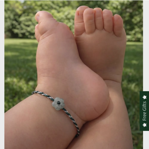 Baby Collection | Blossom — Blue Jade Flower Woven Baby Bracelet/Anklet | seree