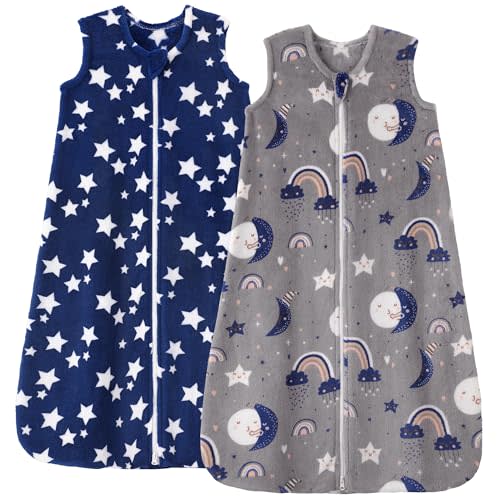 Unnivoll Baby Sleep Sack 0-6 Months Fleece 2.0 TOG Baby Wearable Blanket | Baby Sleeping Bag with 2-Way Zipper 2 Pack for Newborn Infant, Soft, Warm, Lightweight, Small