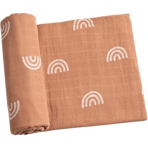 Meracorallo Muslin Swaddle Blanket Silky Soft Rainbow Receiving Blanket Swaddle Wrap for Baby Boys and Girls, 47 x 47 inches