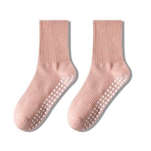 Anna-Kaci 2 Pairs Women's Yoga Non-Slip Crew Socks with Gripped Soles for Pilates and Home Workouts, 3 PK-Pink