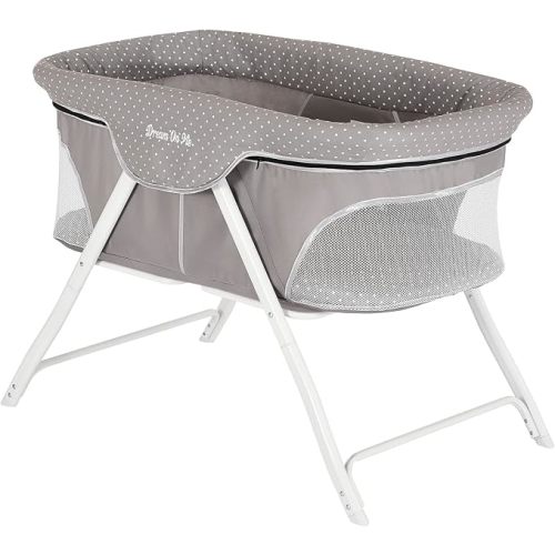 Dream On Me Calypso Bedside Bassinet, Foldable Portable Crib - Gray