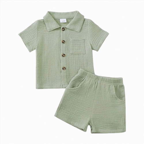 Baby Boy Clothes Toddler Boys Outfits Cute Summer Clothing Cotton 2 Piece Set with Button Down Shirt and Shorts