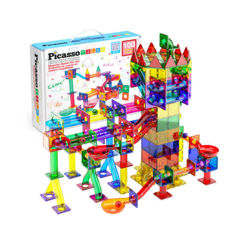 PicassoTiles 100pc Magnetic Tile Marble Run Building Toy Set · PicassoTiles