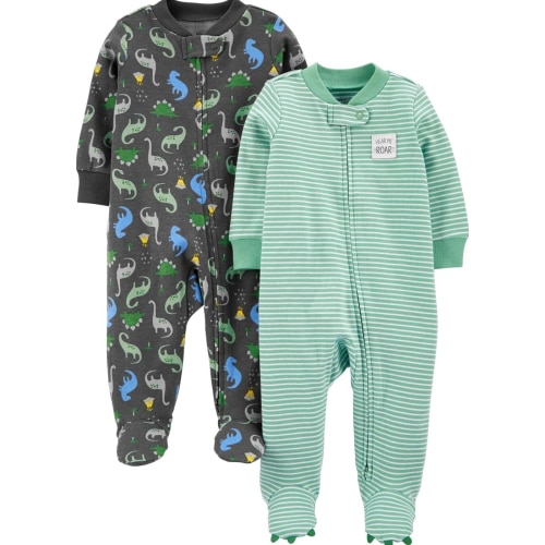 Simple Joys by Carter's baby-boys 2-way Zip Thermal Footed Sleep and Play, Pack of 2
