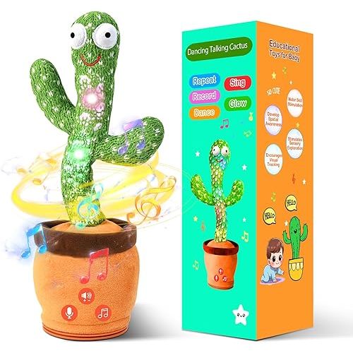 Dancing Talking Cactus Toy, Fun Baby Toys & Baby Gifts for Boys Girls, Volume Adjustable Talking Cactus with Mimicking, Recording & Singing English Songs, Cute Stocking Stuffers Gifts for Kids
