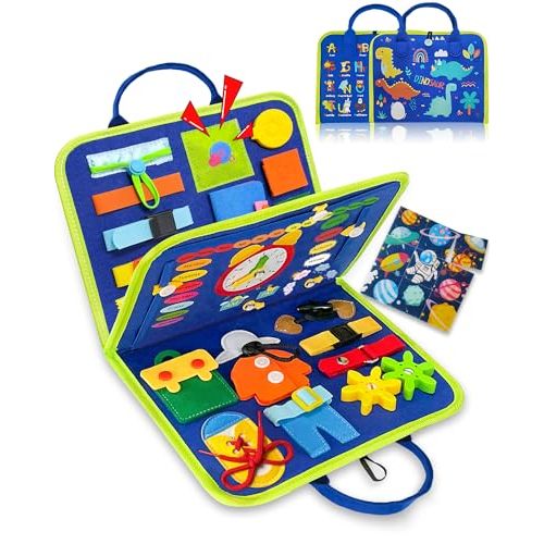 Exorany Busy Board Montessori Toys for Toddler Boys & Girls Birthday Gifts, Sensory Toys for Toddlers, Educational Travel Preschool Toddler Activities Learning Fine Motor Skills