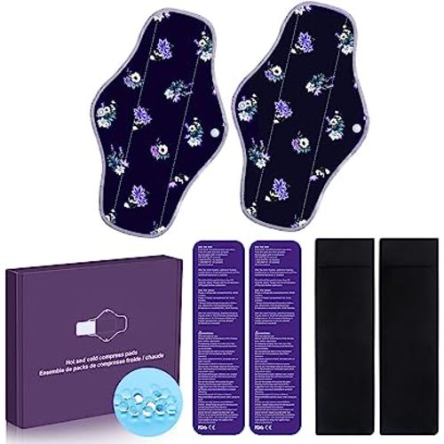 Rovtop Reusable Perineal Ice & Heat Packs, Perineal Cooling Pads for Postpartum Pregnancy Repair and Cold Therapy, Hemorrhoid Pain Relief, Ice Pack Wrap with 2×Gel Bead Packs, 4×Washable Sleeves