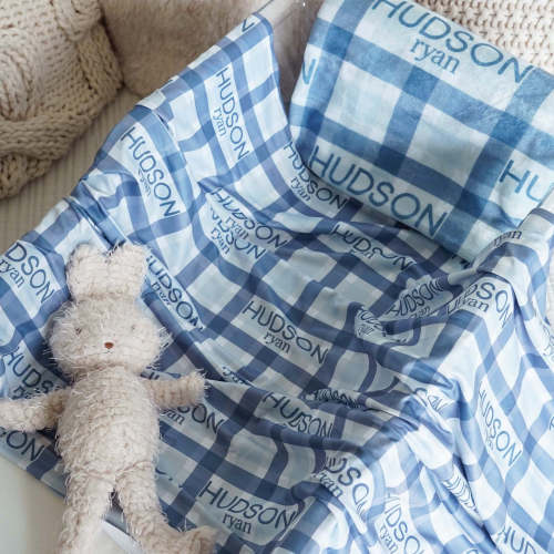 Plaid Personalized Baby Name Swaddle Blanket