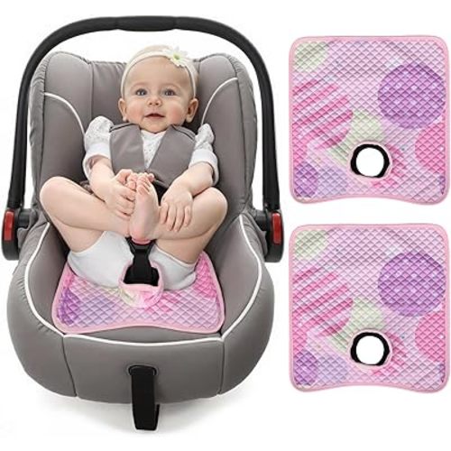 Car Seat Potty Training Protector, Waterproof Car Seat Liner with Anti-Slip Backing, Dry Seat Piddle Pad for Baby Toddler Carseat, Stroller (Pink, 2PC)