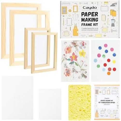 Caydo Paper Making Kit, 2 Size A5 A6 Papermaking Mould and Deckle