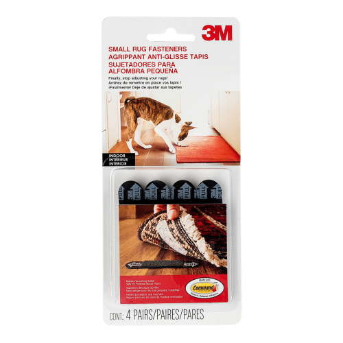 3M Small Rug Gripper, Black, Prevents Slips and Trips, Safety, 4 Pairs