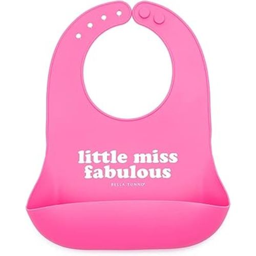 Baby Bib for Eating by Bella Tunno, Waterproof Silicone Bib with Large Food Catcher, Adjustable Fit for Babies 4-12 months & Toddlers 1-3 Years, Boys & Girls, Little Miss Fabulous