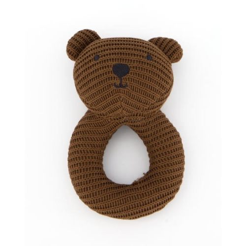 Dark Brown Baby Knitted Rattle