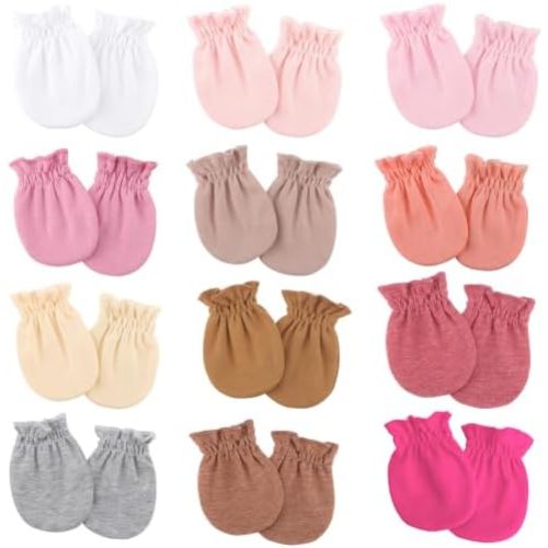 BQUBO 12 Pairs Baby Mittens Newborn Infant Mittens No Scratch Cotton Elastic Wrist Gloves for Boys Girls 0-6 Months