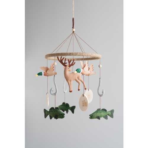 Fishing Hunting Nursery Decor, Bass and Mallard Duck crib mobile,Deer hunting decor, New Baby Gift