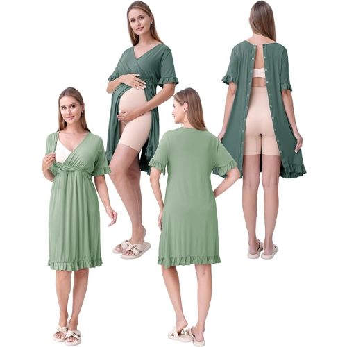 SUNNYBUY 2 PCS Maternity Hospital Labor Gown & Postpartum Nursing Dress Set