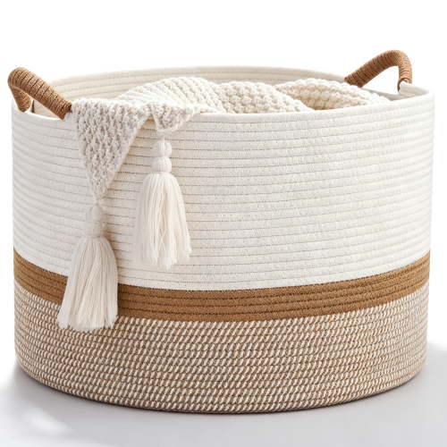 Natubeau, Cotton Rope Woven Storage Basket, 65L, Brown