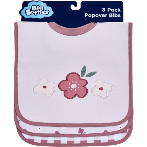 Big Softies Baby Popover Bib 3 Pack - Floral - Size Onesize