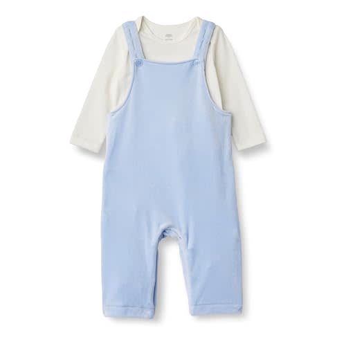 Amazon Essentials x Sofia Grainge Unisex Babies' Velour Overall and Long Sleeve Bodysuit Set, Pack of 2