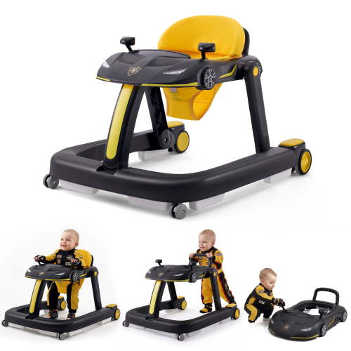 HARPPA Folding Baby Walker, Adjustable Height and Seat, 6-24 Months, Gray