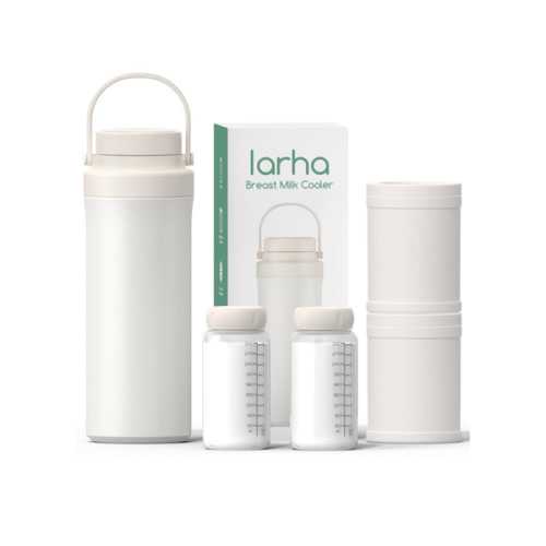 Portable Breast Milk Cooler, 22oz Breastmilk Cooler Bottle for Outdoor with 360°Total Cooling for 24 Hours, Storage Container with 2pcs Baby Bottles, Breastfeeding Essentials, Beige